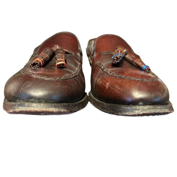 Vtg Johnston Murphy Burgundy Shell Cordovan Tassel Apron Toe Loafers Mens 9 C/A main image 8